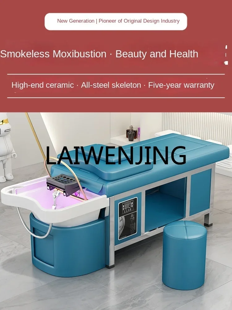 Ceramic Basin Moxibustion Hair Treatment Shampoo Bed Stainless Steel Barber Shop Beauty Salon Fumigation Thai Massage