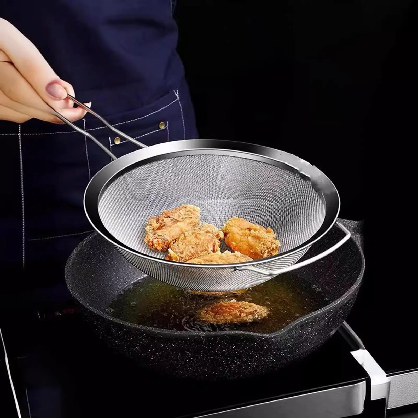 Stainless Steel Fine Mesh Strainer Hot Pot Rinsing Colander Stainless Steel Sieve for Loose Tea Leave