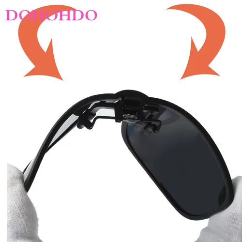 Imagen 2 del producto DOHOHDO-gafas de sol polarizadas con Clip, lentes de sol abatibles, rectangulares, para conducir, espejo, visión nocturna, pesca