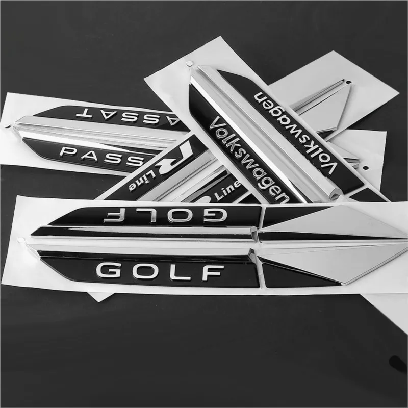 2pcs 3D Metal Rline Golf Passat Logo Car Fender Side Wing Emblem Badge Sticker For Volkswagen Golf MK7 MK6 Polo CC Jetta Touran