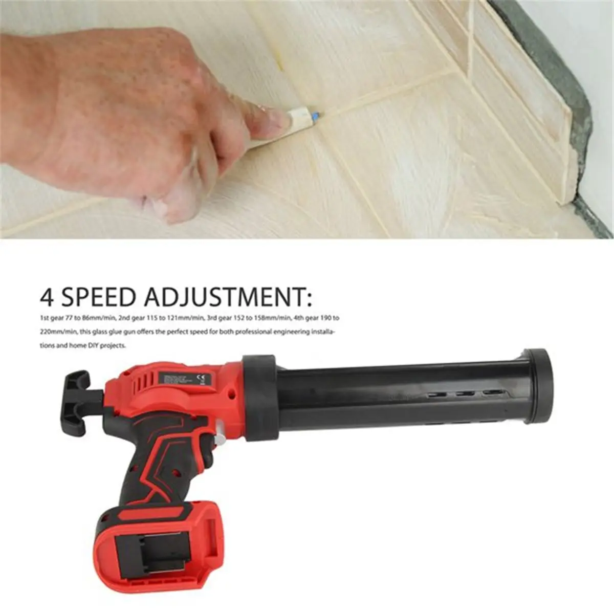 Caulk with LED Light Rechargeable Caulking Adjustable Speed for 20V Battery (Battery Not Included)