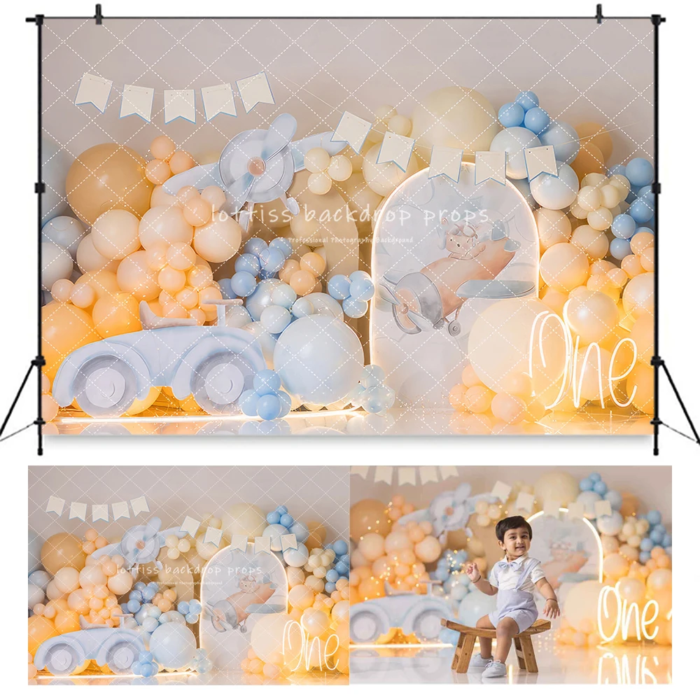 Car Balloons Arch Backdrops Kids Boy Photography Child Baby Birthday Cake Smash Photocall Decors Backgrounds