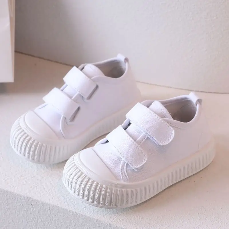 2026 Spring Summer New Girls Boys Kids Breathable Canvas Skate Shoes Toddler Little Kids White Sneakers