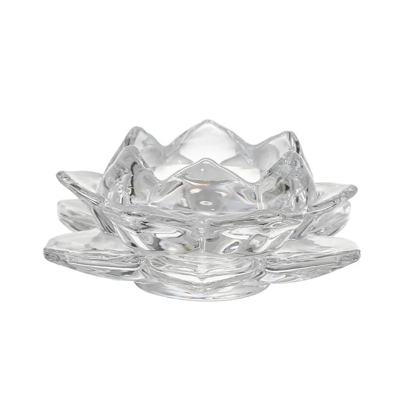 

European crystal lotus candle holder wax holder glass wedding wedding home creative high-end ornament for Buddha butter lamp