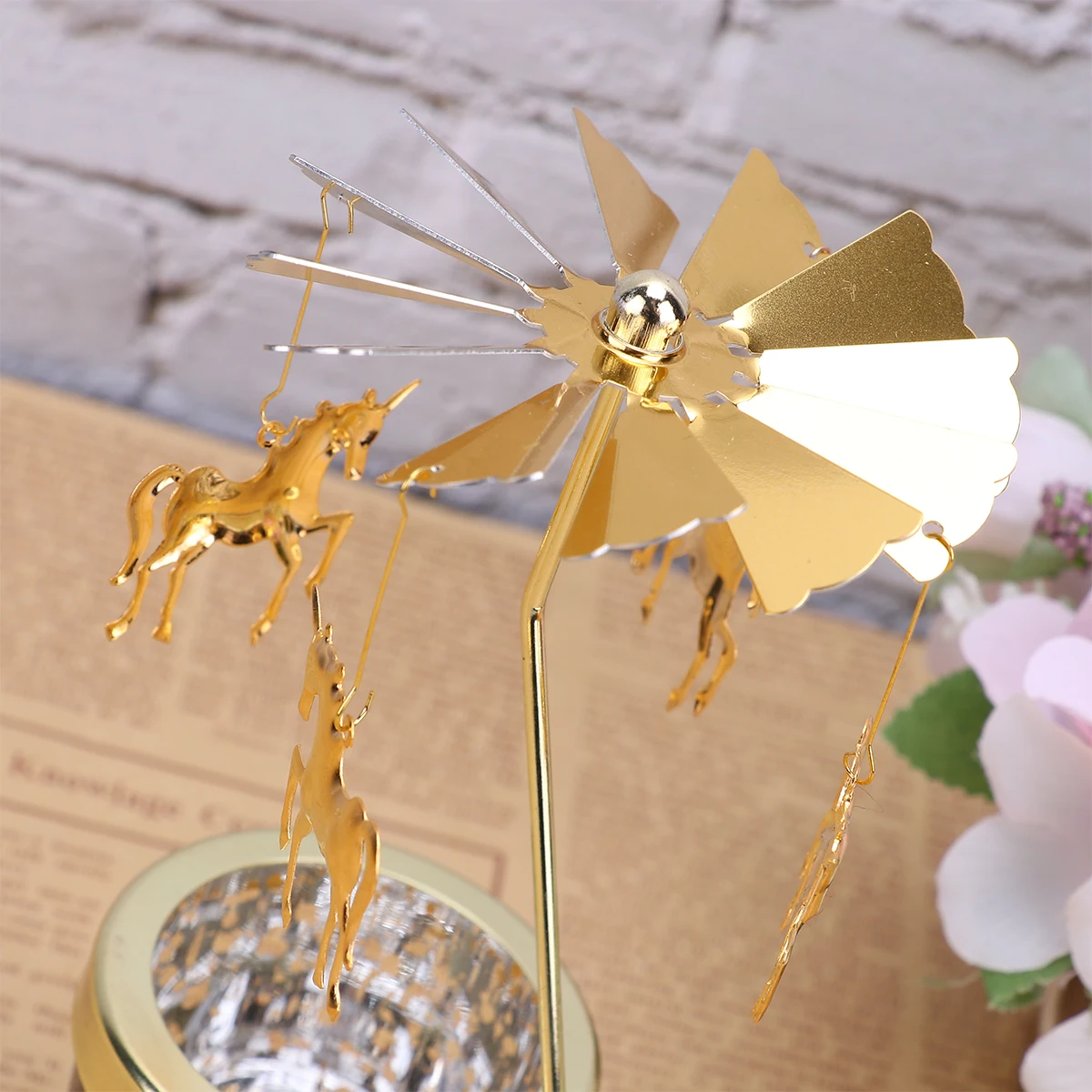 

Golden Rotating Glass Candlestick Premium Holder for Home Office Desktop Decoration Gift Scented Craft Cup