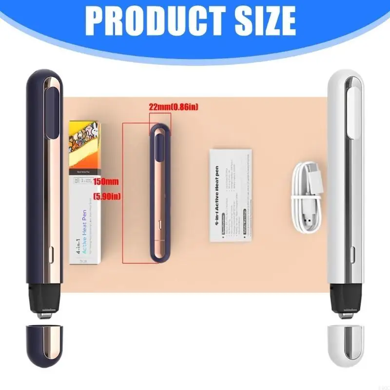 قلم ضغط حراري صغير لإعداد درجة الحرارة قابل للتعديل لورق القماش والجلد D5QC #6