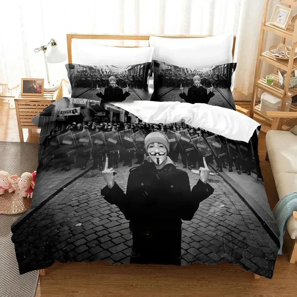 Personality Technology Anonymous Comfortable Duvet Quilt Cover Pillowcase Bedding Set Children Bedroom Decoration Home Textile