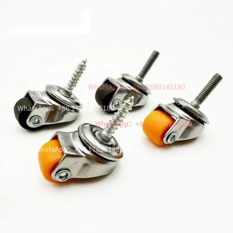 4Pcs 0.5-Inch Mini Rubber Swivel Casters No Drill Self-Tapping M4 Threaded Stem 15mm Tiny Wheels for Cabinet Chair Legs