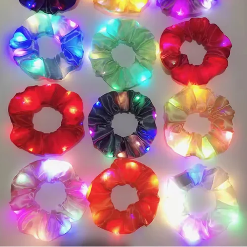 Imagen 2 del producto Lazos para el cabello con luz intermitente Popular, coleteros luminosos LED para mujeres y niñas, cuerda para el cabello brillante, diadema luminosa para Halloween