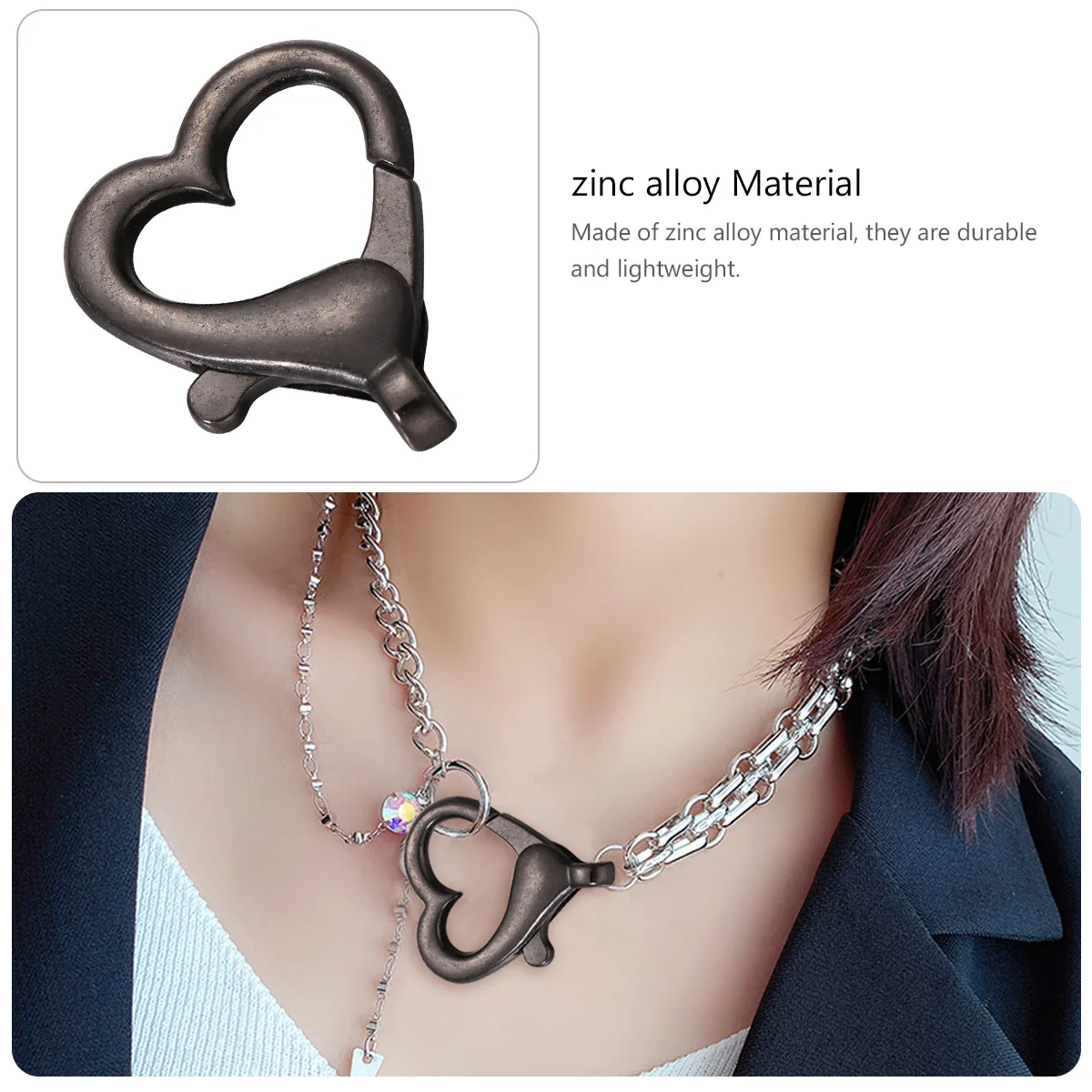 

10Pcs Lobster Clasp Loving Heart Zinc Alloy Buckles DIY Bags Suitcases Key Chain Parts Funny Lightweight Accessories