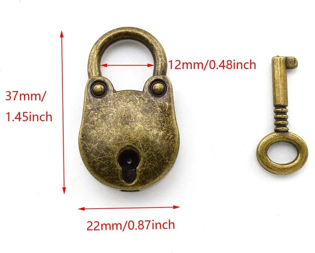 Mini Vintage Padlock Vintage Style Bear Head Shape Bronze Lock and Key Vintage padlock gift wooden box padlock notebook