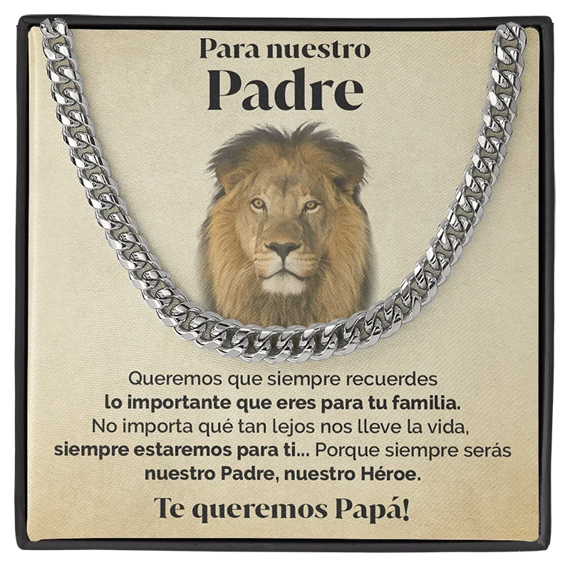Spainish To My Dad Stainless Steel Cuban Chain Necklace Gift Dad Father Birthday Gifts Silver Fashion Necklaces SFF10