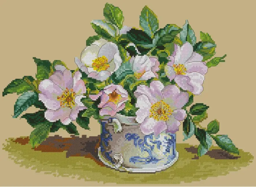 

Peony flower Cross stich Kits Homfun Craft Cross Stich Painting Decorations For Home