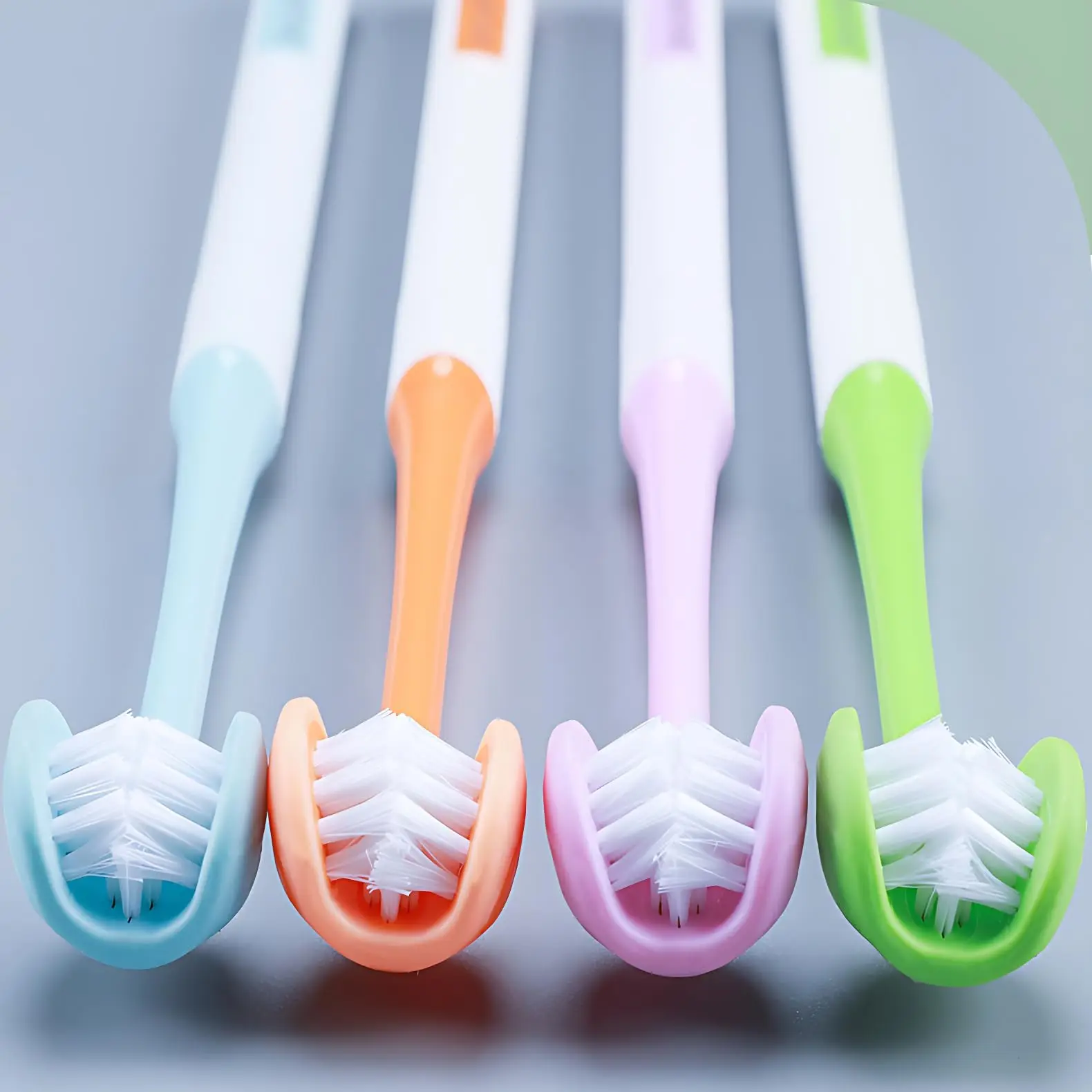 3 Sided Autism Toothbrush Three Bristles for Special Needs Adult Soft Bristles Soft and Gentle for Complete Tooth and Gum Care (