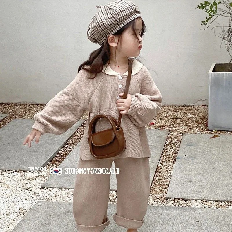 Girls Coat+Pants Kids Suits 2PCS/Set Cotton 2024 Elegant Spring Autumn Cotton Tracksuit Jogging Suit Christmas Gift Children Clo