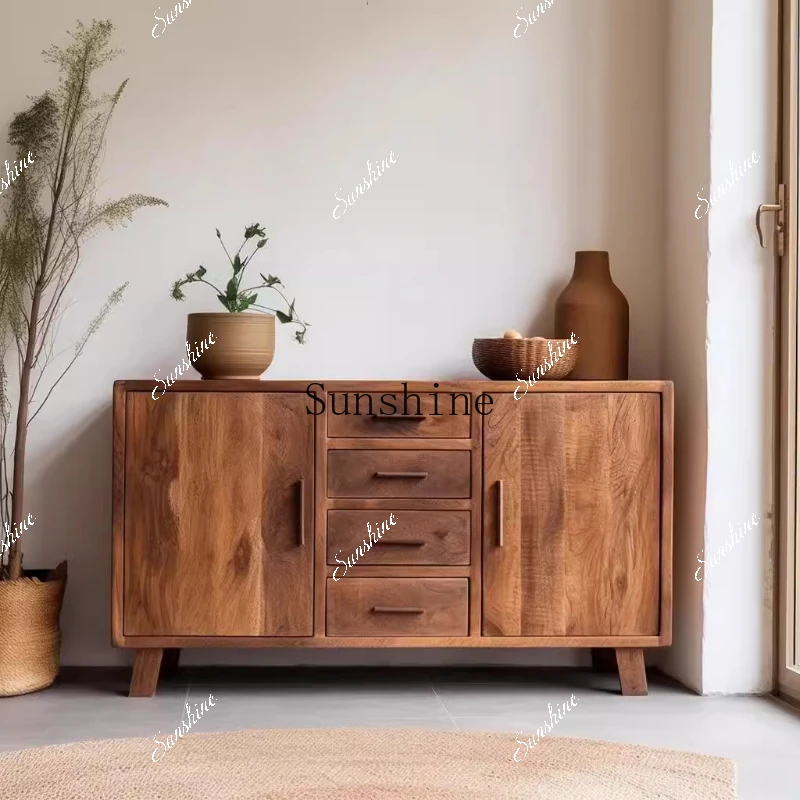 Wabi Sandy Wind Solid Wood Edge Entrance Tea Cabinet Bedroom Nordic Simple Household Multifunctional Storage  FT