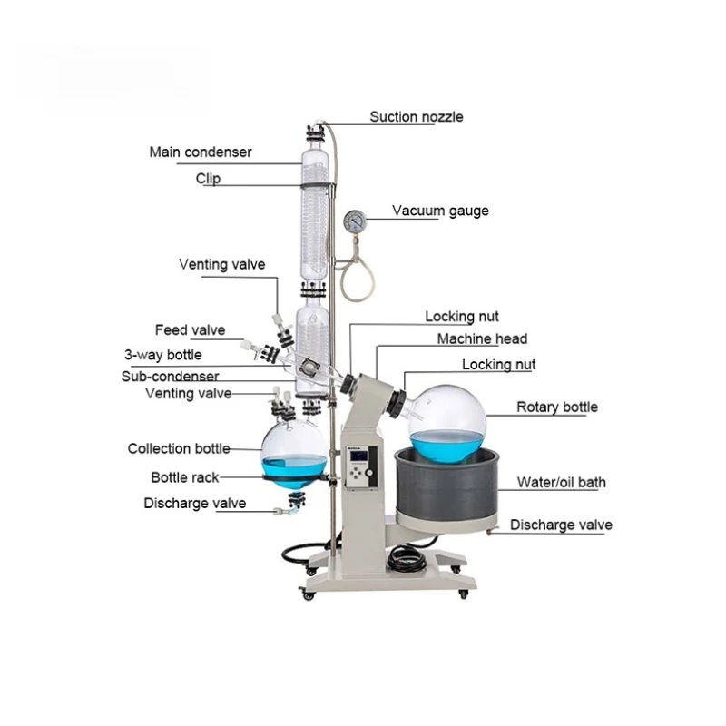 Borosilicate Glass Stainless Steel Motor Vacuum Lab Distillation Rotavapor Chiller Pump