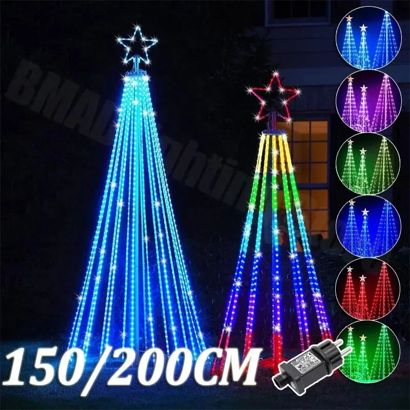 

1.5/2m Controlchristmas Light NEW LED Christmas Tree Indoor Outdoor Decoration Metal Ring Led String Light Decorative Light