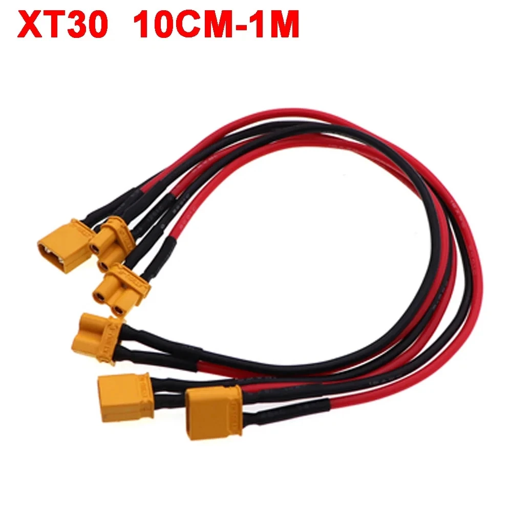 XT30 U-F/M Male to Female Plug Extension Cable Silicone rubber cable 10CM-1M 18AWG  Lithium battery plug With Wire Connector