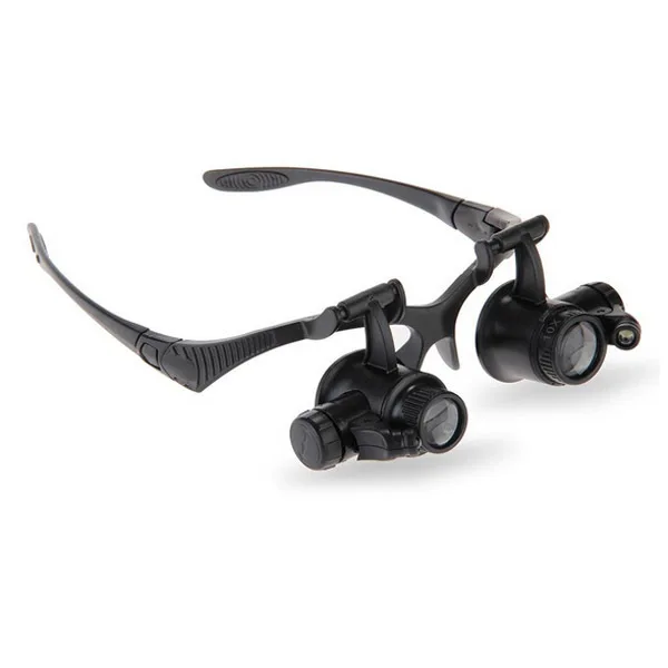 

Double Eye LED Magnifying Glass Kit 10x 15x 20x 25x Interchangeable Headband Jewelry Watch Repair Loupe LED Magnifier
