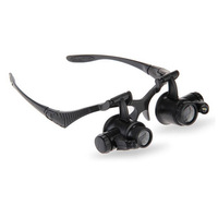 Double Eye LED Magnifying Glass Kit 10x 15x 20x 25x Interchangeable Headband Jewelry Watch Repair Loupe LED Magnifier