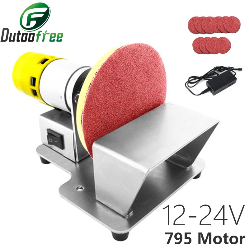 12V-24V Multifunctional Small Electric Sanding Disc Grinder Belt Machine DIY Polishing Grinder Tool Sharpener SandpaperMachine