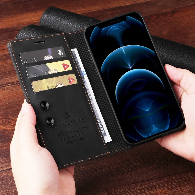 Luxury Suction Cup Leather Case for Samsung Galaxy S24 Ultra S24Plus S23 FE S23 S22 Ultra Plus Cover Wallet Stand Book Etui Case