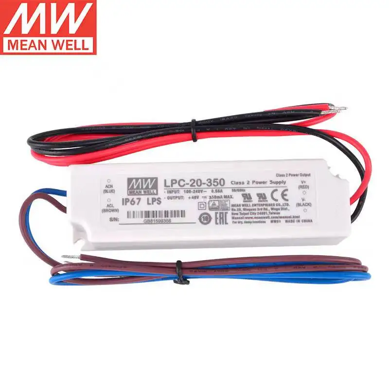 

MEAN WELL LPC-20-350 350mA Constant Current Single Output Switching Power Supply LED Driver IP67 Brand New Original Authentic