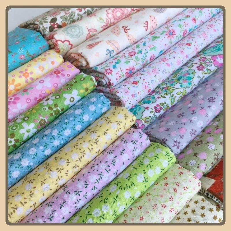 نسيج مطبوع عليه زهور من القطن الخالص لفساتين ملابس الأطفال وخياطة يدوية وخياطة اللحف وحرف القطن الناعمة
