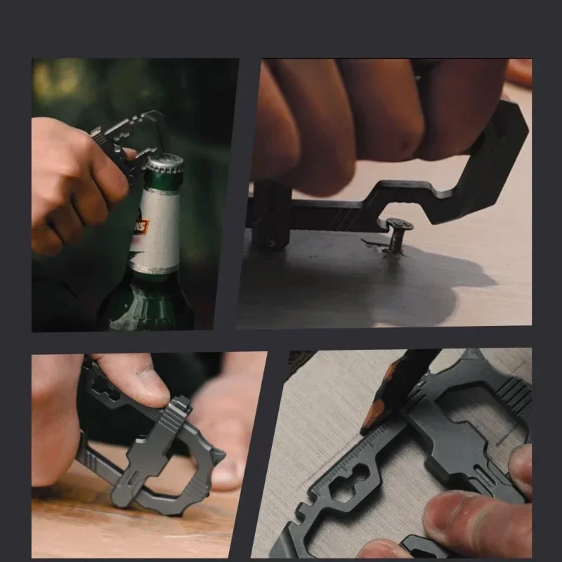 Outdoor EDC Multifunctional Mountaineering Buckle TC4 Titanium Alloy Portable Opener Window Breaking Anti Loss Keychain