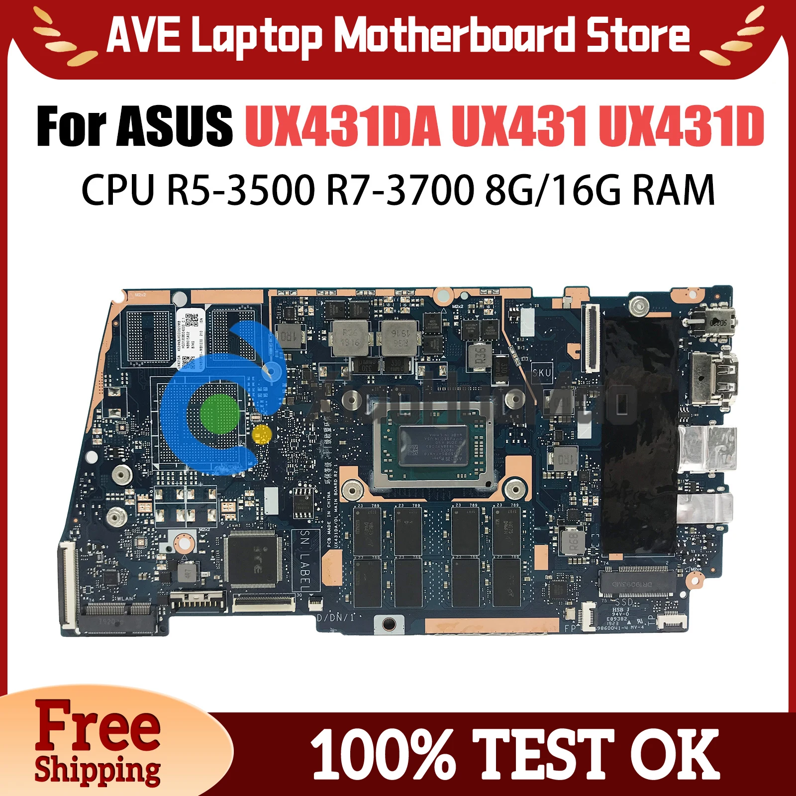 

Computer Mainboard For ASUS UX431FLC UX431FN UX431FL BX431FN RX431FN Laptop Motherboard I3 I5 I7 8th 10th Gen 4G 8G 16GB RAM