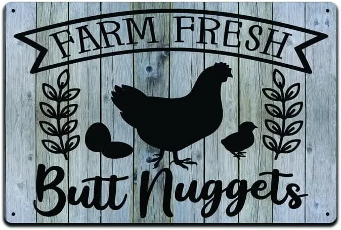1p,Farm Fresh Butt Nuggets  Metal Sign Barn Western Farmhouse Décor Country Home Kitchen Bedroom Cabin Boho Indoor Outdoor Entry