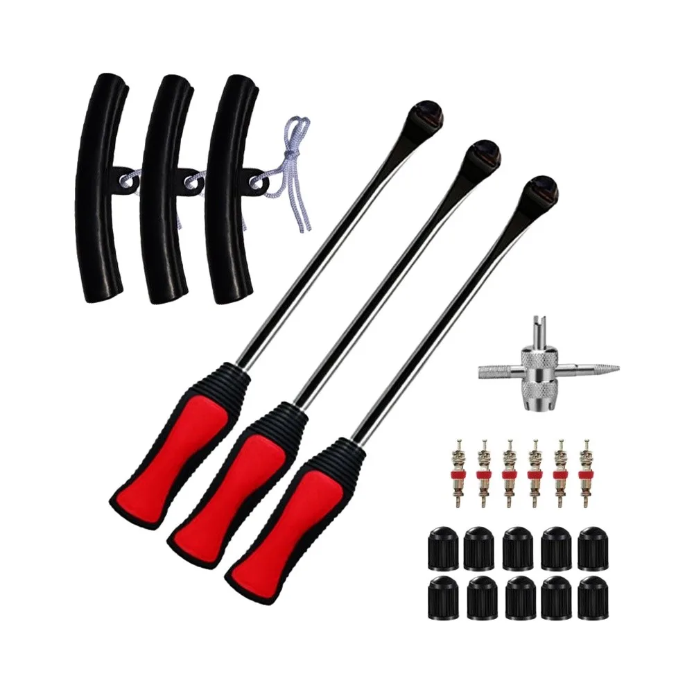 Stainless Steel 295mm Tire Spoon for For motorcycle Bicycle For lawn Mower with 23pcs Components and Chrome Finish