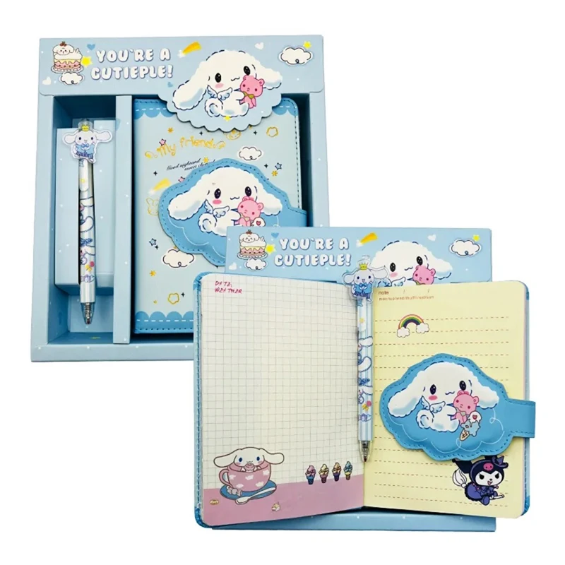 Bolígrafos de Gel Kawaii Sanrio Hello Kitty, Bloc de notas Kuromi Melody Cinnamoroll, cuaderno de dibujos animados, conjunto de papelería, suministros escolares