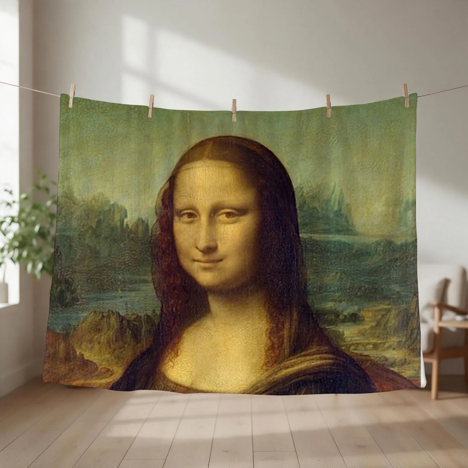 MONA LISA - LEONARDO DA VINCI Throw Blanket couch cozy soft plush fuzzy picnic outdoor blanket