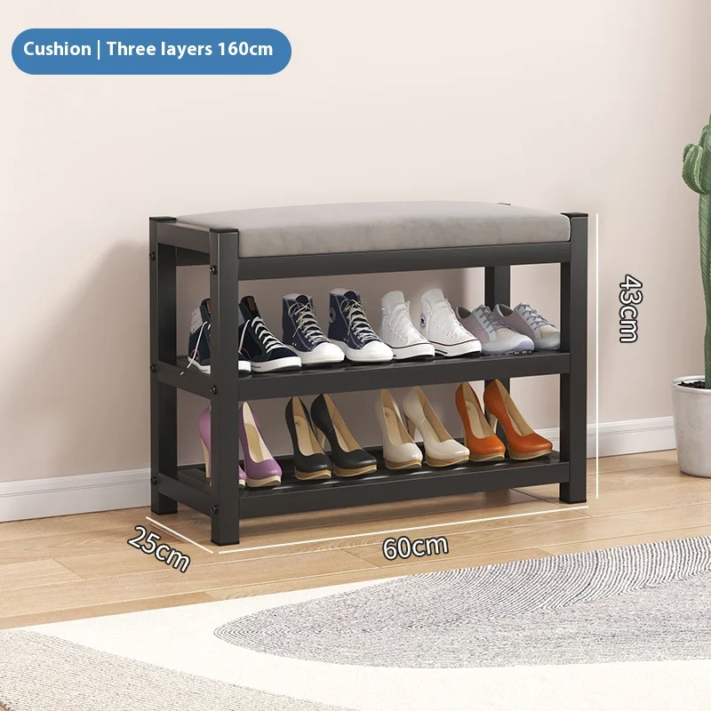 %%Carbon Steel Changing Shoes Bench with Shoe Storage Cabinet Home Entryway Hallway Seat Stool