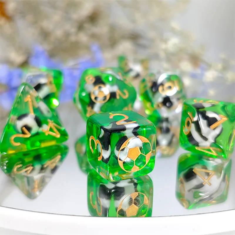 7Pcs/Set Resin DND Dices Polyhedral Football Themed Dices Role Playing Board Table Game Accessories Desk Entertainment Toy