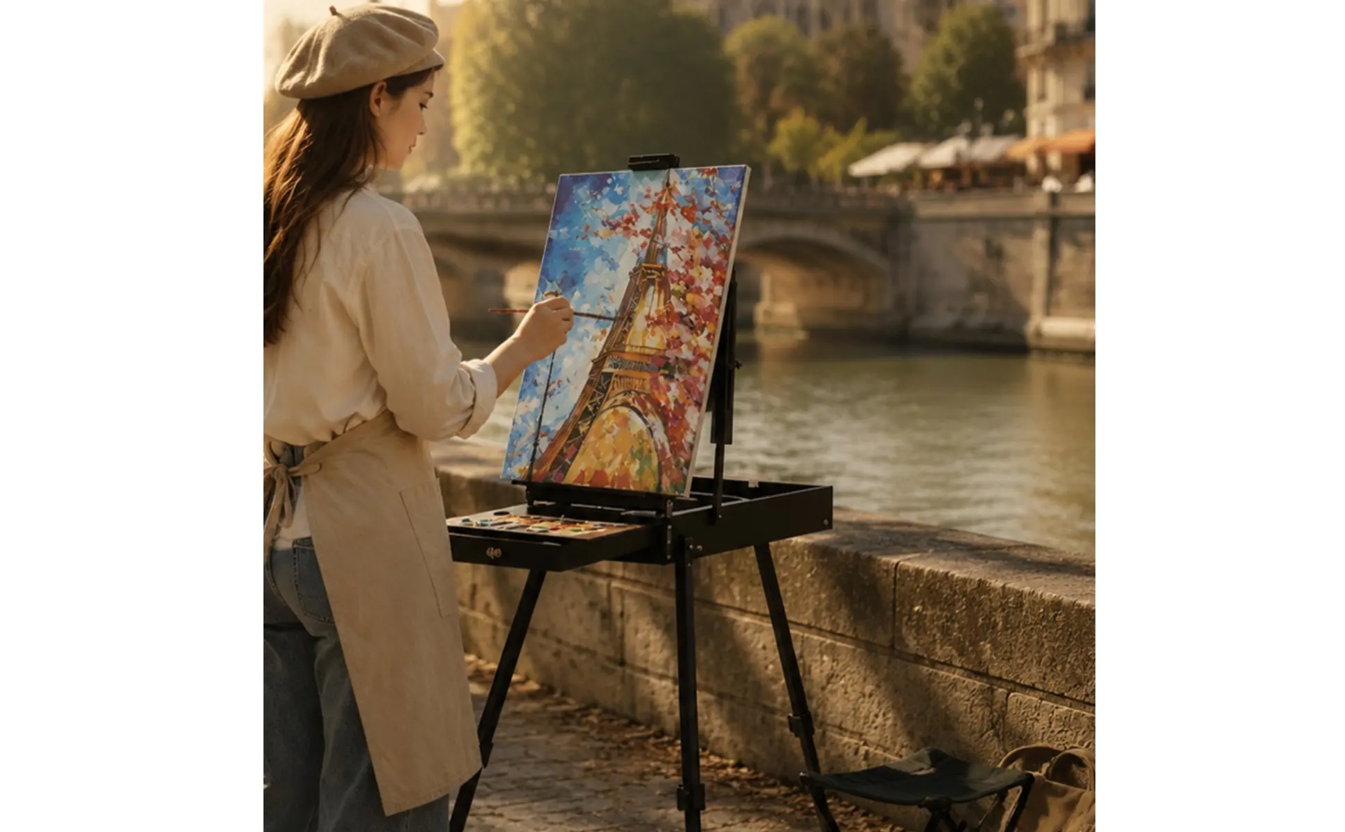 Aluminum Easel Box Multifunctional Portable Easel Box Lightweight Foldable for Artists, Outdoor Sketching, Travel