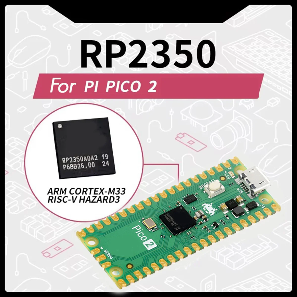 Voor Raspberry Pi Pico 2-M Development Board RP2350 Microcontroller ARM Cortex-M33 Hazard3 RISC-V Soldeerpin Header Vogue