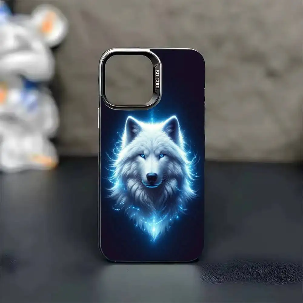 Alpha S-Sigma Wolf Telefoonhoesje voor iPhone 17 16 15 14 13 12 11 Pro Max Plus Zilver Mat Zwart Cover