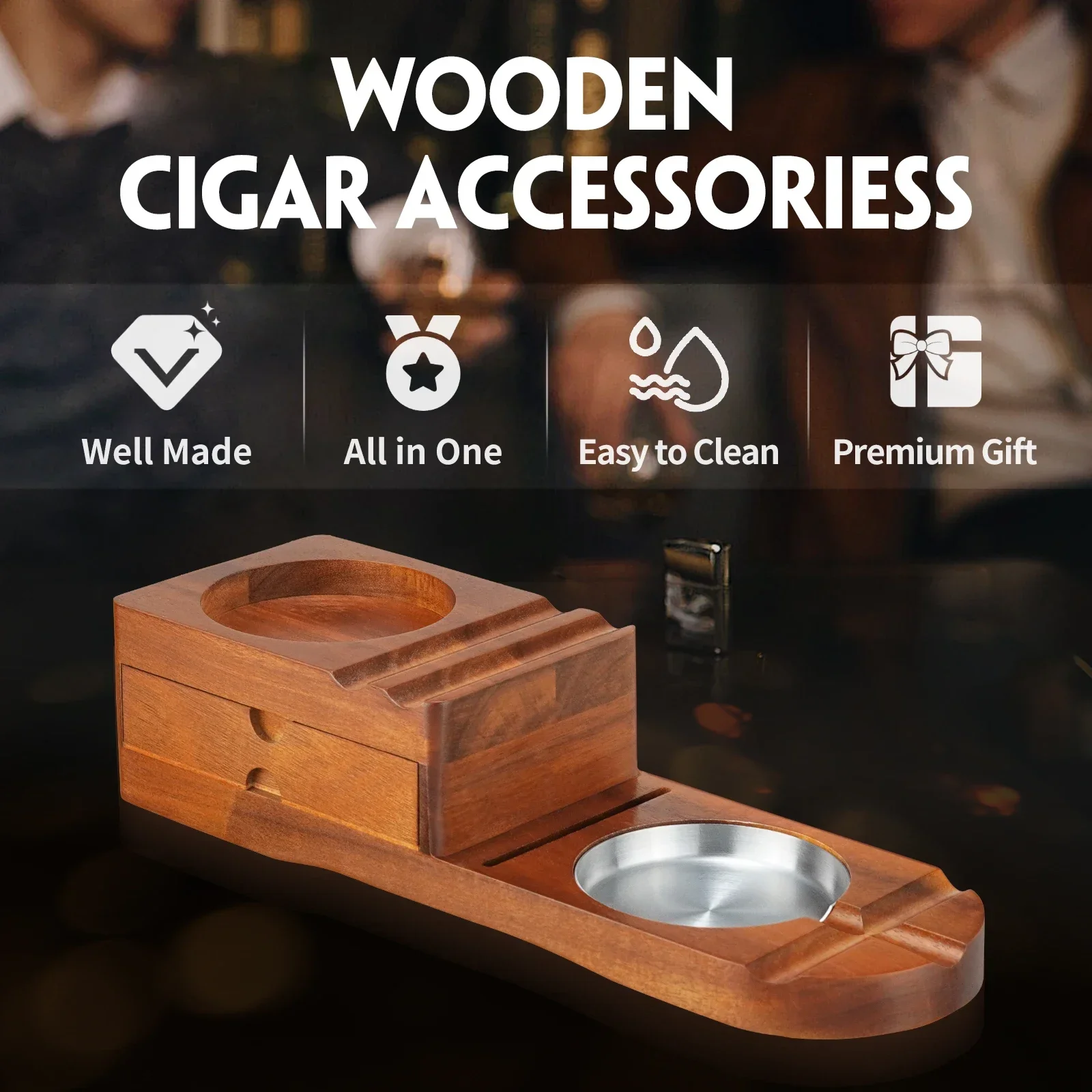 Portable Cigar Ashtray Multifunctional Cigar Slot Holder Home Luxury Tobacco Rest Cigar Ashtray Premium Men Gift Smoking Accesso