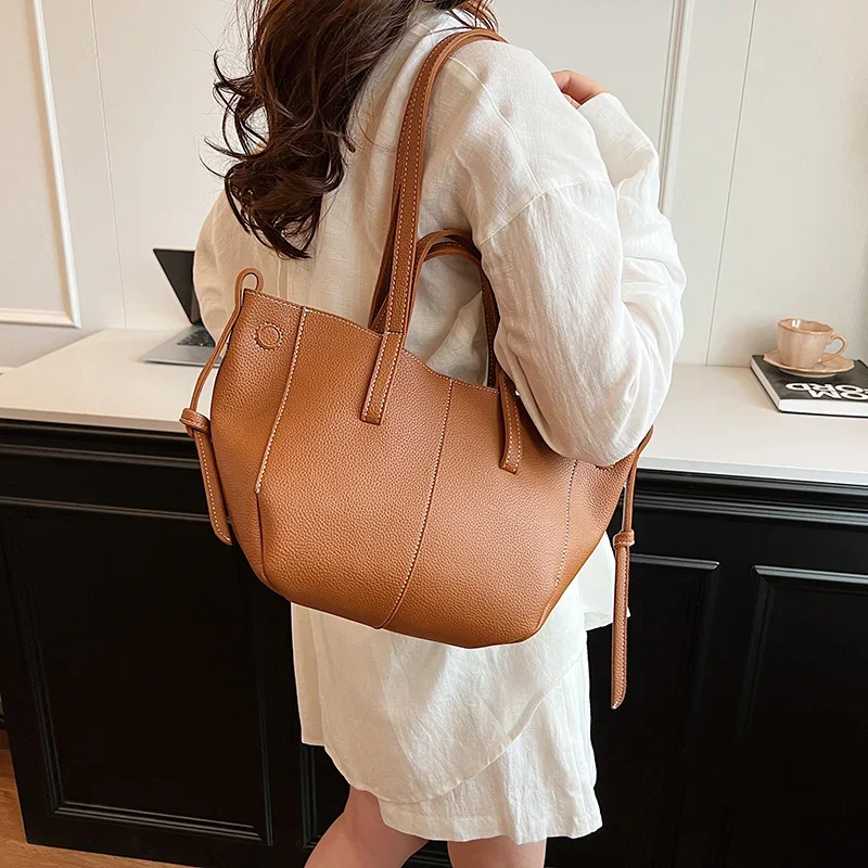 New2024 PU Leather Tote Large Capacity Women's Senior Sense Shoulder Underarm Bag tote bag large capacity handbags for women