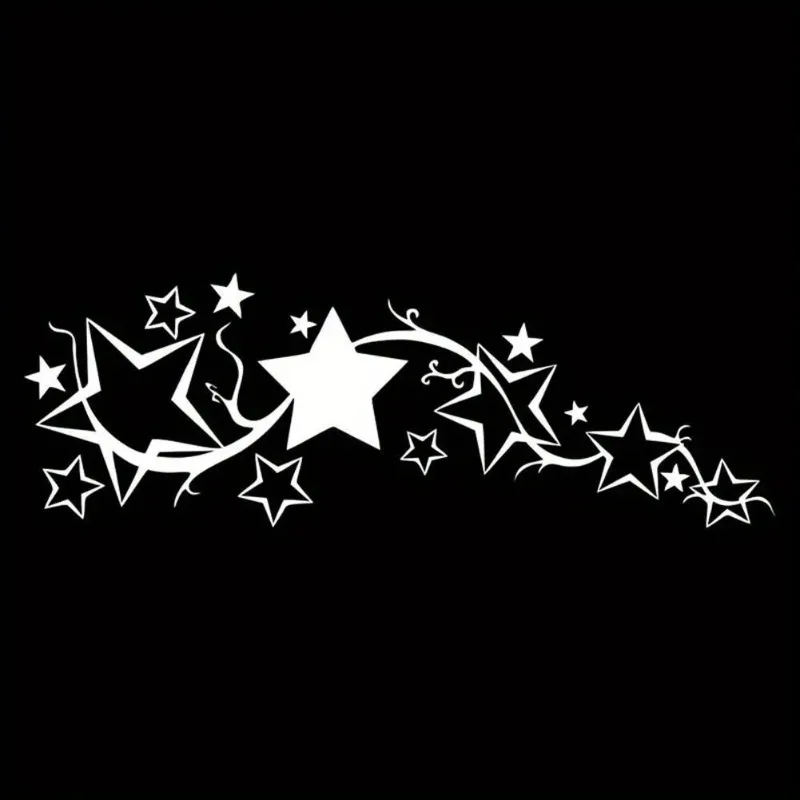 Trendy Star Filled Stickers With Curlicues Decor Decals for Car Trunk Laptop Bike Frame Personal Decoration