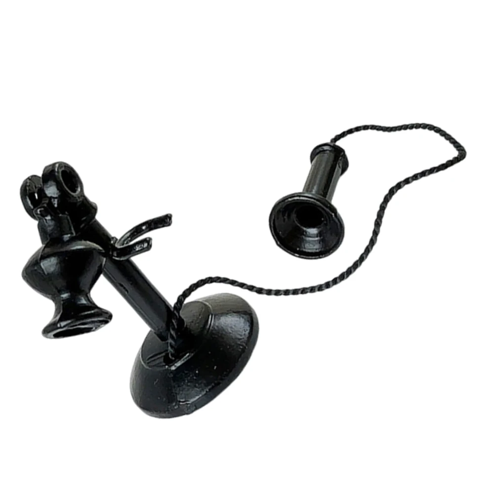 

Retro Black Iron Miniature Telephone: Vintage Style Metal Analog Phone For Dollhouse Bedroom Home Office Decorvintage Telephone