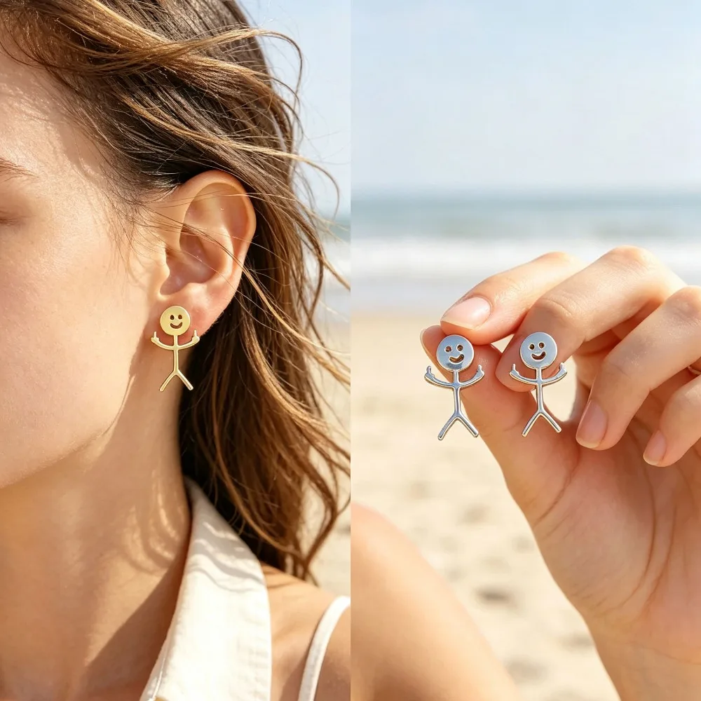 Stainless Steel Funny Middle Finger Stud Earrings for Women, Minimalist Trend Fashion Statement Jewelry Ideal Holiday Party Gift