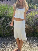 Foridol White Lace Summer Women Set Sleeveless Crop Top+midi Skirt Outfits 2025 Beach Holiday Chic Vintage Sundress Dress Set - Image 3