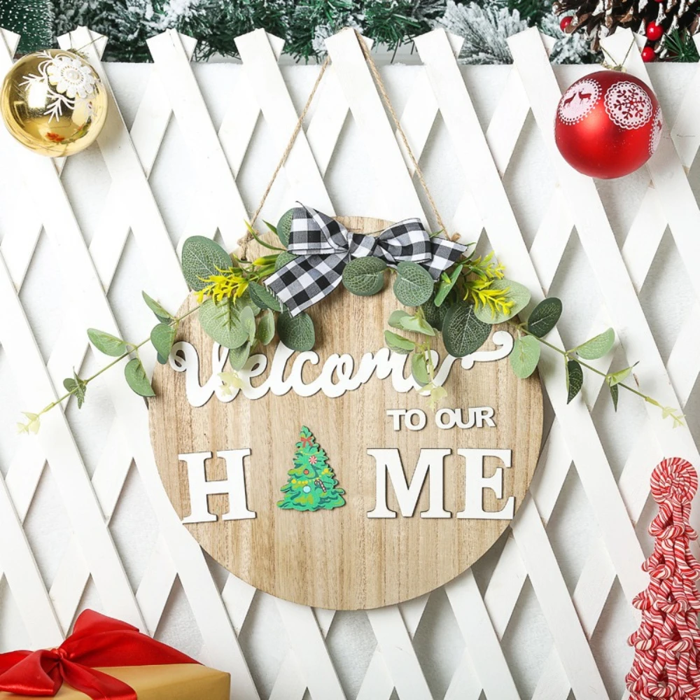 

Christmas Welcome Sign 30x30 Cm Wooden Round Hanging Decoration Perfect for Wreath Christmas Halloween Harvest Festival Plaques