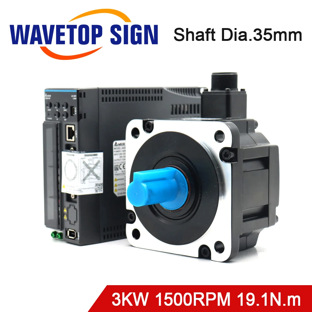 

WaveTopSign Delta B3 3KW Servo Motor Kits 1500rpm 19.1N.m ASD-B3-3023-L + ECM-B3M-F21830RS1/SS1 Replaces B2 Series 3KW