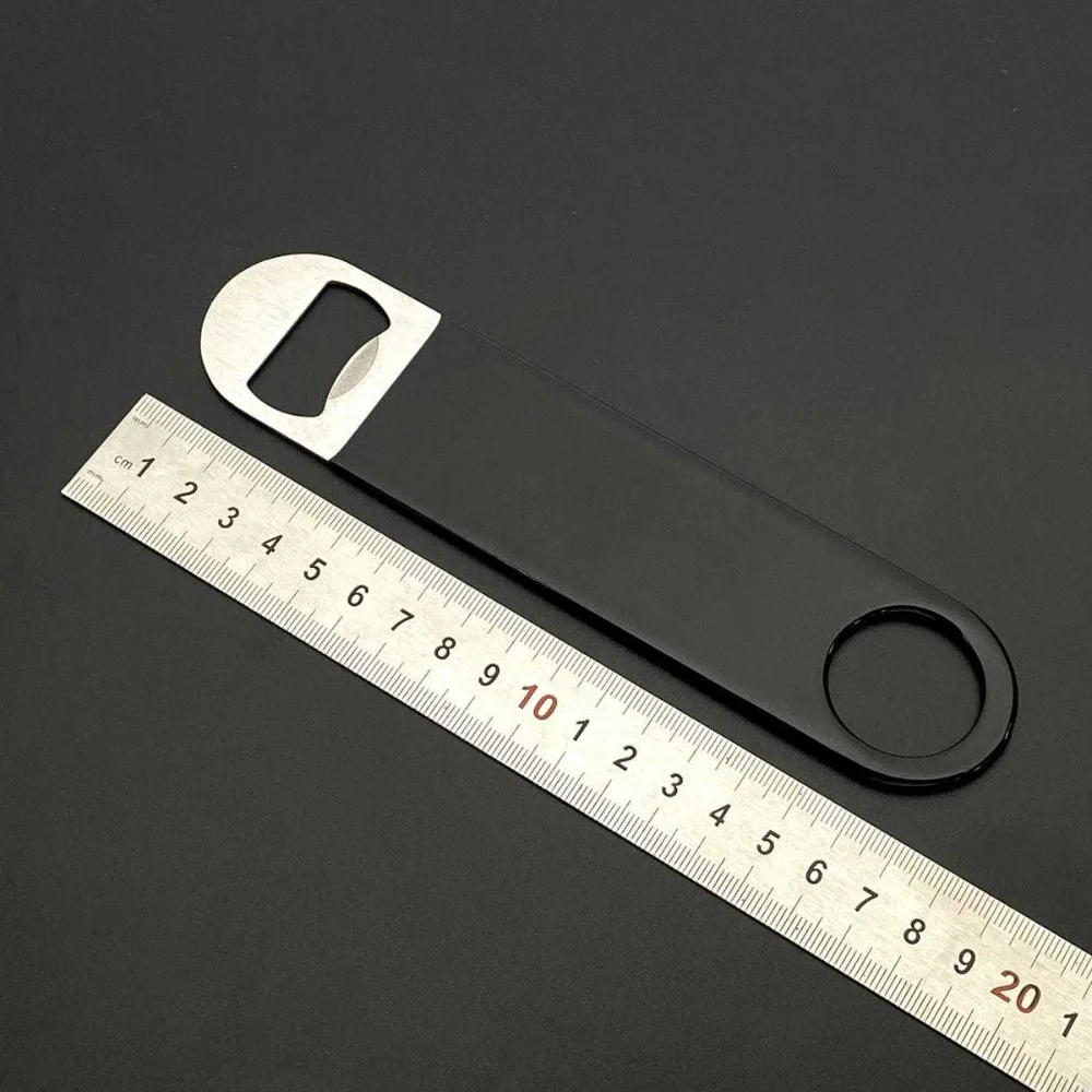 Bartender Beer Bottle Opener Flat Speed Open Rubber Coated Stainless Steel Mini Durable Bar Blade Kitchen Tool Keychain Gifts view 4