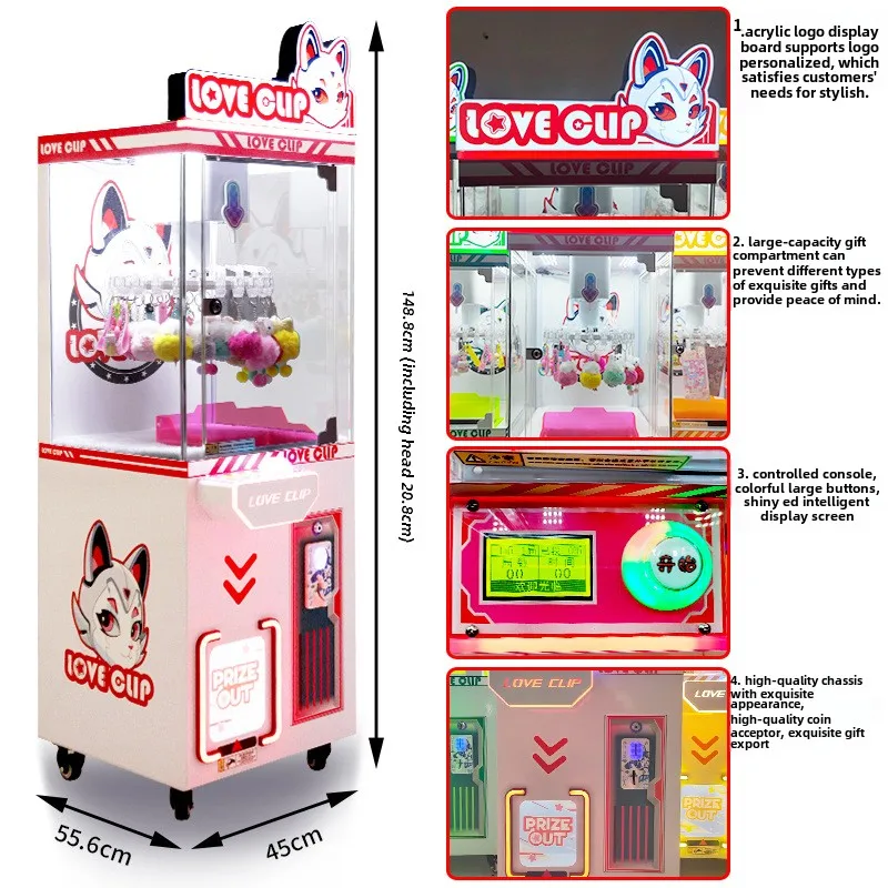 Children's Mini Claw Machine Large Commercial Mall Same Style Snack Clip Hand-Made Pendant Doll Coin Game Console Made Of Plush